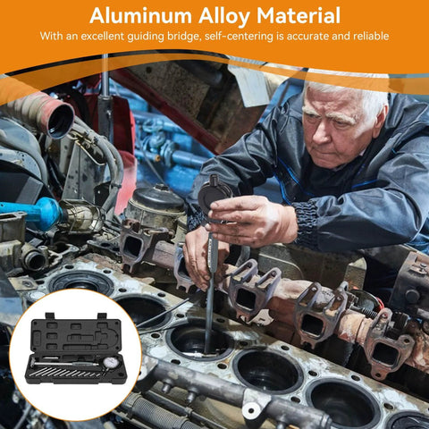 Mechanic using Dial Bore Gauge Set 50 To 160 Mm With 0.01 Mm Accuracy For Engine Cylinder Measurement, checking wear and out of roundness.
