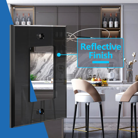 Reflective Mirror Glass Light Switch Cover For Oversized 3-Gang Plexiglass Wall Plate In Silver Mirror Finish with kitchen backdrop