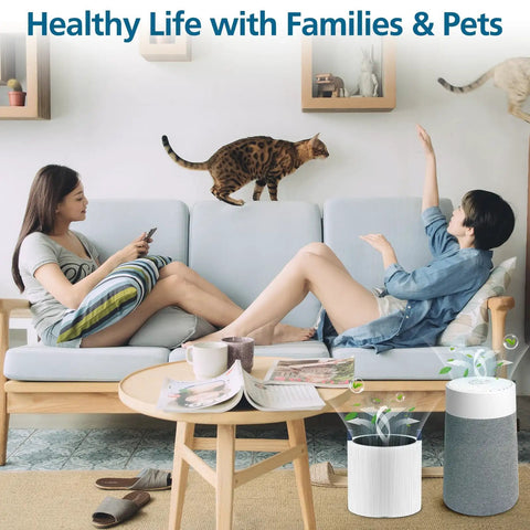 Mini Max Replacement Filter For Blue Pure Mini Max Air Purifier Plug And Play Fit, High Efficiency Filtration, Captures Dust, Allergens, Pet Dander, Smoke, Odors, Long Lasting Replacement For Small To Medium Rooms; white cylindrical filter in living room