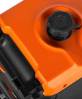 Top view of Quiet And Lightweight 4800 Watt RV Ready Portable Inverter Generator with orange fuel tank and handle