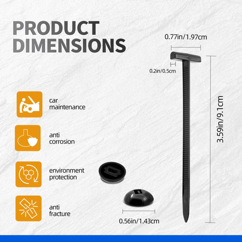 Dimensions of DIY Friendly Double-Sided Nylon Universal Cable Tie Buckles 120 Pack with fold-head design for car repairs