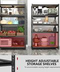 Beefy 5-Tier Heavy Duty Garage Shelving Unit, Adjustable Storage Racks, Supports Up To 2400 Lbs Total, 480 Lbs Per Shelf, Industrial Steel Shelves For Garage, Workshop, And Warehouse, 28 X 12 X 60 Inches with adjustable shelves
