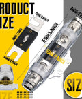 Beefy Inline ANL Fuse Holder Kit, 2 Pack 0/2/4 Gauge AWG With 250A Fuses, Includes Hex Key Wrench, clear inline fuse holder with dimensions