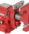 Do It All Bench Vise With 2 Inch Pipe Capacity, 360 Degree Swivel, 4 Inch Flat Jaw by 13/16 Inch showing heavy duty base and swivel handle