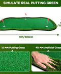 Pro Grade Golf Putting Green Practice Mat 5x10ft For Indoor Outdoor Use Realistic Turf Heavy Duty 10mm Base with 3 Flags