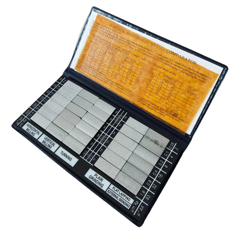 Pro Grade Surface Roughness Standards Set With 30 Pcs Comparators Ra 0.05 To 12.5 Microns For Surface Roughness Meter Quick Visual Checks And Scrap Reduction black case with nickel comparators