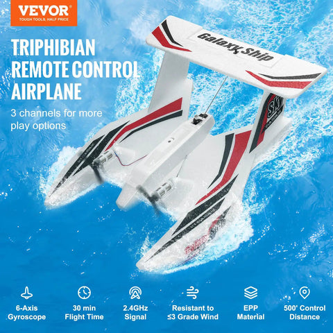 2.4GHz 3Ch RC Airplane Amphibious Ready To Fly With 6 Axis Gyro Stabilizer And Dual Batteries, aerial view over water