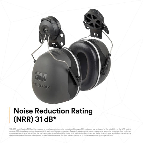 Cap Style Ear Muffs With Hard Hat Attachment For Construction And Woodworking, Boss Level Hearing Protection With NRR 31 dB, X Series X5P3E