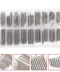 Watch Band Link Pins Replacement Tool Kit with 270 stainless steel spring bars in a clear organizer case for clasp repair