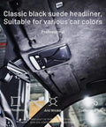 Auto headliner fabric, 98 x 60 inches, black suede with foam backing, installed in vehicle roof