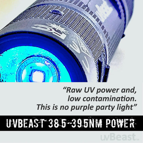 Close-up view of V3 Mini 385-395Nm Black Light UV Flashlight For High Power Ultraviolet Detection Low Contamination Pro Grade Five Core UV LED