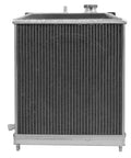 Front view of 2 Row Radiator With Aluminum Fan Shroud For Civic 1992 Through 2000 Del Sol 1993 Through 1997 Integra 1994 Through 2001