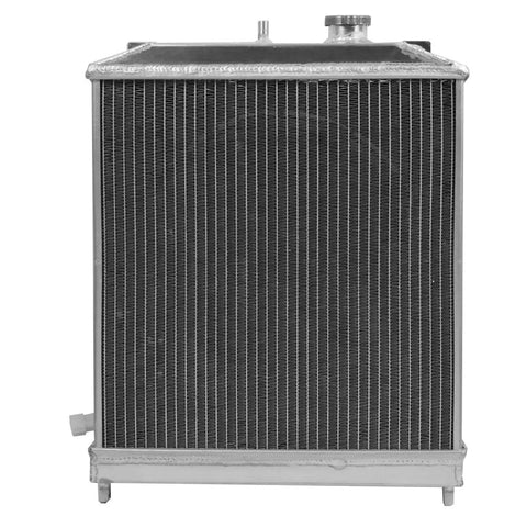 Front view of 2 Row Radiator With Aluminum Fan Shroud For Civic 1992 Through 2000 Del Sol 1993 Through 1997 Integra 1994 Through 2001