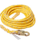 Heavy Duty 5/8 Inch Poly Rope Lifeline With Snaphook End, 150 Foot Length, Self Locking Carabiner Attached