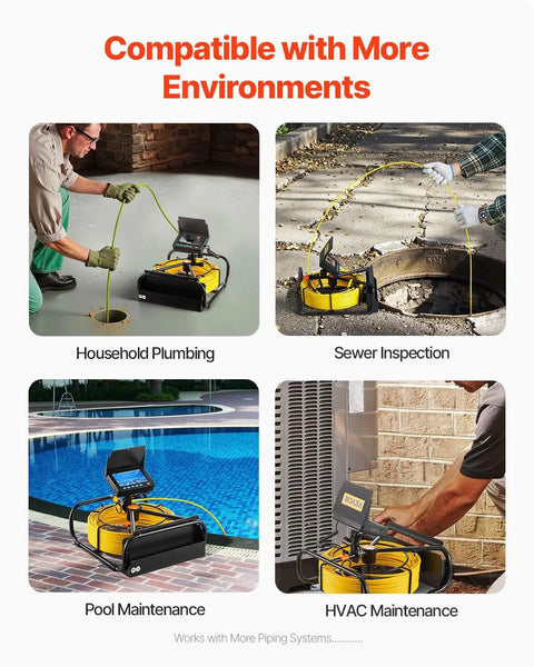Drain Camera Kit With 164ft Cable, 4.3 Inch Color Screen, DVR Recording, Flexible Snake Cable, IP68 Waterproof Borescope With LED Lighting, Rugged Endoscope For Home Plumbing, Wall Duct And Sewer Inspection used in plumbing and sewer inspection