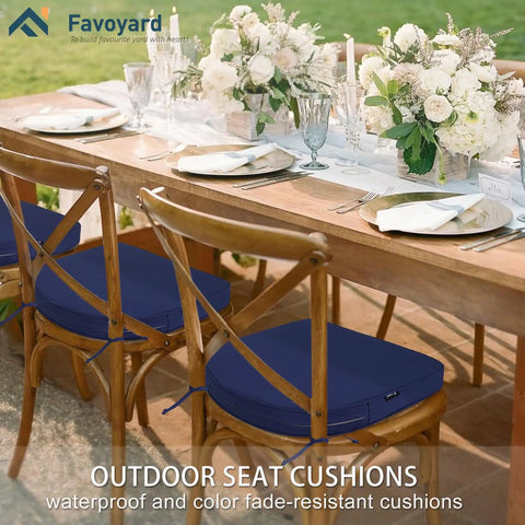 All Weather Outdoor Cozy Chair Cushions 19 By 19 By 2 Inches Set Of Four Waterproof Cushions installed on patio chairs