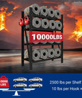 Two Pack Heavy Duty Garage Shelving Unit, Four Tier Industrial Steel Shelves, 2500 Lb Per Shelf, 10000 Lb Total Capacity display