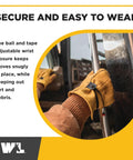 Heavy Duty Cowhide Leather Work Gloves For Men With Adjustable Wrist Gunn Cut Design Abrasion And Puncture Resistant Saddletan XL being used for ranching.