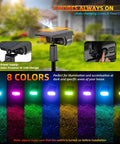 Lit Color Changing RGB Solar And USB Powered Outdoor Landscape Lights With 40 LEDs, showing 8 color options and power button