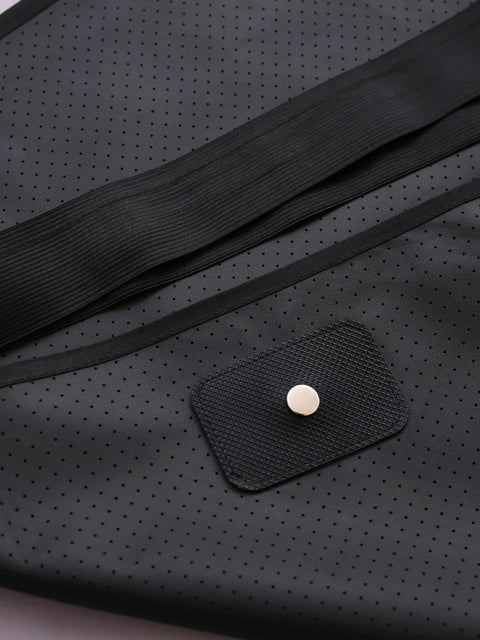 Close-up of vegan leather surface with connector on Bedside Grounding Mat For Sleep And Deep Relaxation No Electricity Needed Premium Grounding Pad Kit For Natural Energy Balance Stress Relief And Wellness Earth Energy Connection For Restful Nights.