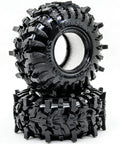 Two Batwing Tread 58mm 1.0 Inch RC Crawler Tires in ultra soft sticky rubber for mud dirt and wet rocks, stacked and side view.