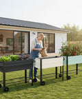 Raised Garden Bed On Legs And Wheels Galvanized Planter With 400 Lb Capacity 37 By 14.6 By 31.6 Inches Elevated Garden Box White
