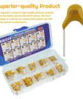 Open Monolithic Ceramic Capacitor Assortment Kit For Repairs And Prototyping, 300 Pieces, various capacitance values visible