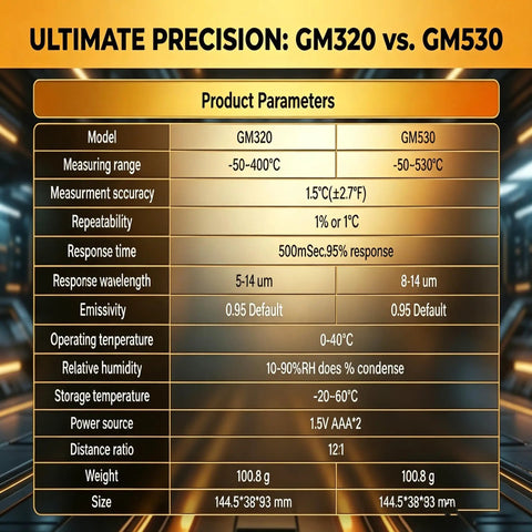 Non Contact Infrared Thermometer Gun With Laser Pointer And Backlit LCD Fast Half Second Readings From Minus 58 To 752 Degrees Fahrenheit Built For Cooking HVAC And Auto DIY Boss Level Quick Readouts product parameters chart