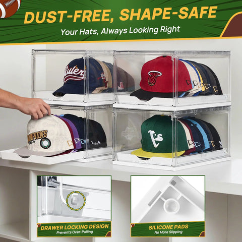 Stackable Hat Organizer Rack With Smooth Sliding Tray Keep Your Favorite Baseball Caps And Beanies Legit Tidy In This No Sweat 2 Pack For Cabinet Shelves