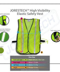 High Visibility Safety Vest For Work Sites Yellow Lime Open Mesh With 1 Inch Reflective Tape Prismatic Stripes Detail Diagram
