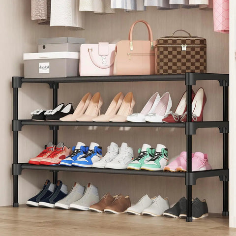 Solid Two Tier Shoe Rack For Entryway And Garage, Roomy Stackable Footwear Organizer With Rust Proof Steel Frame, Quick Setup Space Saving Closet Shoe Shelves That Really Pack A Punch