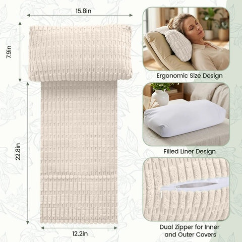 Adjustable Neck Pillow For Recliners And Couches, Non-Slip Weighted Flap Headrest, Corduroy Cover, Ergonomic Design, 23x15.8 in