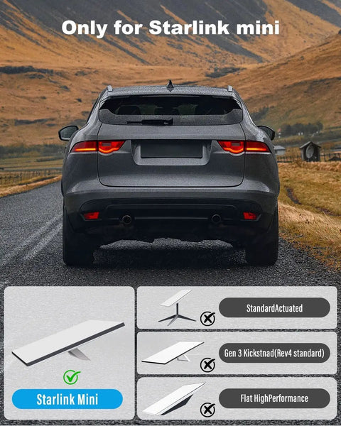 Hella Secure Starlink Mini Suction Cup Mount For Cars And Rvs With Heavy Duty Glass Suction Cups Non Slip Silicone Pads To Crush Bumpy Trails And Keep Your Setup Locked Down White on vehicle rear, showing setup compatibility.