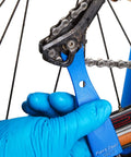 Drivetrain Clean Brush With Contoured Tip Designed To Wipe Grit From Tight Crannies And Reach Every Corner Of Your Bike Chain And Cassette Dual Sided Cleaning Tool In Blue GSC 3 For Quick Pro Level Bike Maintenance, blue brush on bike chain