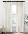 108 Inch Linen Look Curtains Set Of 2 Panels For Ceiling Track System With Hooks Sheer Light Filtering For Living Room And Bedroom Cream Color Extra Long Nine Foot Length Blended Cotton Linen Polyester Drapes Soft And Breathable