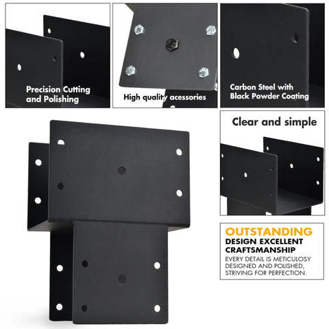 Heavy Duty Post Cap Tie Bracket 2 Pack For 6x6 Posts Internal 5.5x5.5 Fit For Wood Gazebos Decks Patios And Beams Black Steel Brackets With Weatherproof Finish That Stays Solid In Any Weather