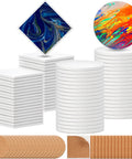 72 Pieces Sublimation Coaster Blanks With Cork Pads White Ceramic Tiles for DIY crafting, featuring square and round shapes