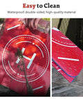 Nighttime Reflective Drone Landing Pad being cleaned and folded, showing red waterproof surface, easy to clean.