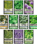 10 Herb Garden Kit Non GMO Heirloom Seeds For Indoor And Outdoor Windowsill Grow Kit With Thyme Lavender Chamomile Dill