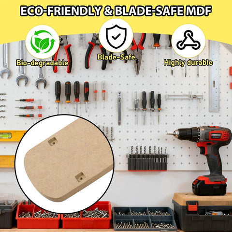 Zero Clearance Insert For 12 Inch Sliding Compound Miter Saws Replacement Throat Plate in MDF material against workshop backdrop
