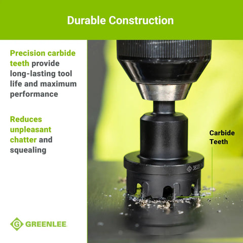 Carbide Tipped Hole Cutter Set 5-Piece With Pilot Drill And Hex Wrench, cutting metal with durable carbide teeth