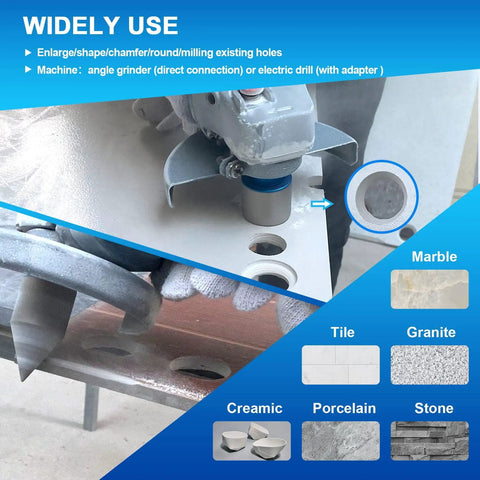Pro Grade Diamond Beveling Chamfer Bit For Tile Holes enlarging marble with angle grinder