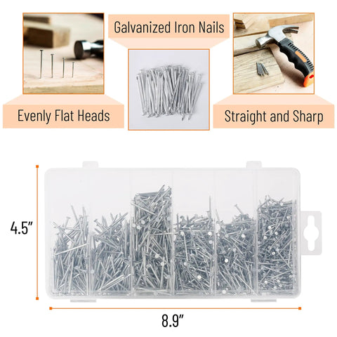 Massive Stash Of 1200 Top Shelf Silver Nails In Four Practical Sizes Perfect For Hanging Wall Art Patching Drywall And Knocking Out Quick DIY Repairs Around The House Or Workshop Any Day