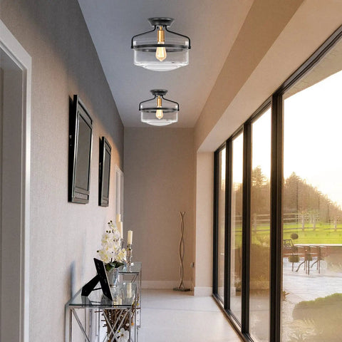 Dope Semi Flush Mount Ceiling Light For Porch Hallway Kitchen Bathroom and Living Room black fixture modern design