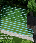 Smart Self Propelled Lawn Mower With App Control, 1500W Power, 2.5 Hour Run Time, showing mowing path on lawn