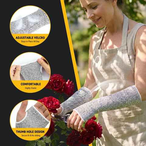 Killer Grip Level 5 Cut Resistant Sleeves Heavy Duty Forearm Guards With Snug Elastic Velcro Strap Secure Them In Place For Rough Yard Work Mechanic Repairs Or Trimming Thorny Bushes Keep Your Arms Safe No Sweat