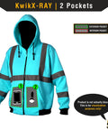 Men's Reflective Safety Jacket Fleece Hoodie Yellow High Visibility Class 3 ANSI OSHA Compliant with exterior pockets