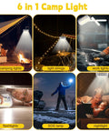 All In One Camping String Light Rope 21 Ft Waterproof LED 3000LM USB Rechargeable With multiple lighting modes in use