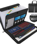 Fireproof Accordion File Organizer With Lock And Handle 13 Pocket Expanding File Binder Portable Document Folder Storage