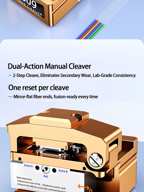 Fiber Optic Cleaver For FTTH With 16 Face Tungsten Blade Delivers 48,000 Cuts And Sub 0.5 Degree Precision, close-up view